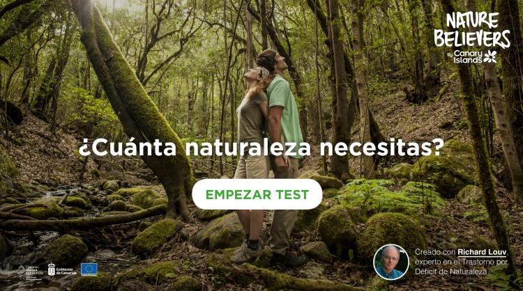 Imagen del microsite de Nature Believers donde se aloja el test que mide el déficit de naturaleza. Islas Canarias